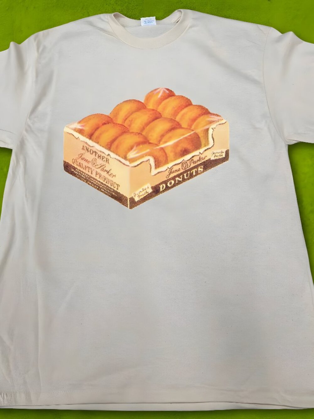 Vintage Style Donut Crate Tee White printed T-shirt for both men and women